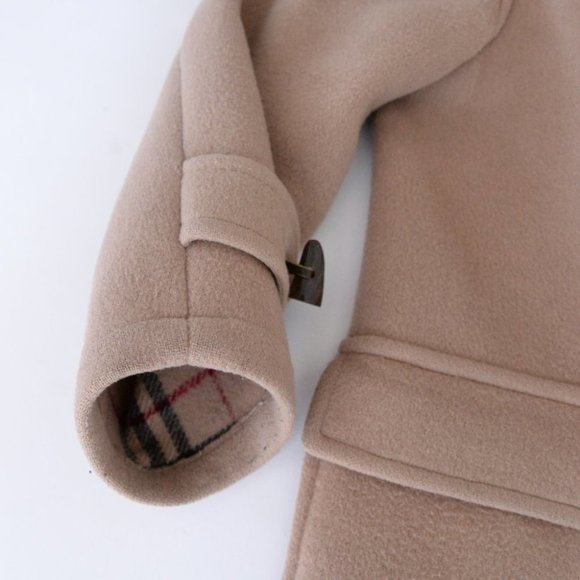 Burberry 100% Wool Beige Duffle Toggle Button Peacoat with Hood Winter Coat - Picture 8 of 16